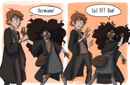 loquaciousliterature:Nobody bad-mouths Hagrid on Hermione’s watch! ᕙ( •̀ʖ•́ )୨(Thank you to lizmaryr