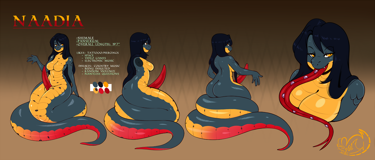 meganemausu: Ref Sheet for @dualburrito of their snake OC Naadia!