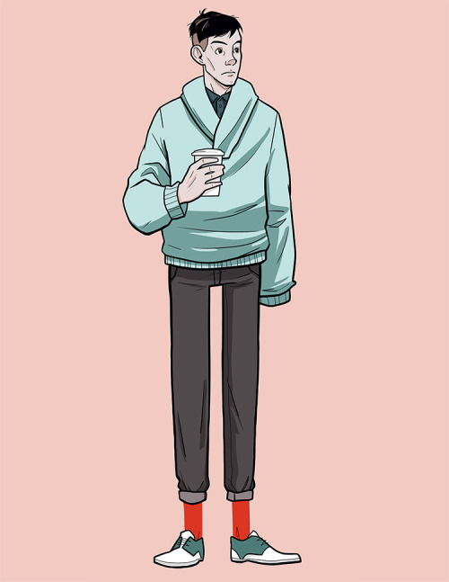 saraduvall:coping with this heatwave by drawing nerds in sweaters