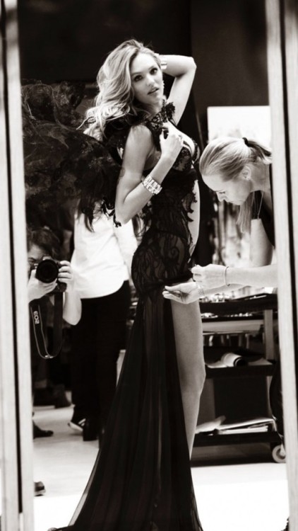 Candice Swanepoel fitting for the Victoria’s Secret Fashion Show “Angel Ball” segment.