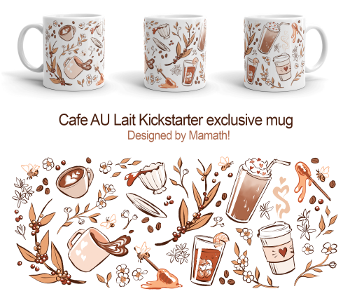 A little highlight of the mug design I made for the Cafe AU Lait comics anthology Kickstarter! It’s 