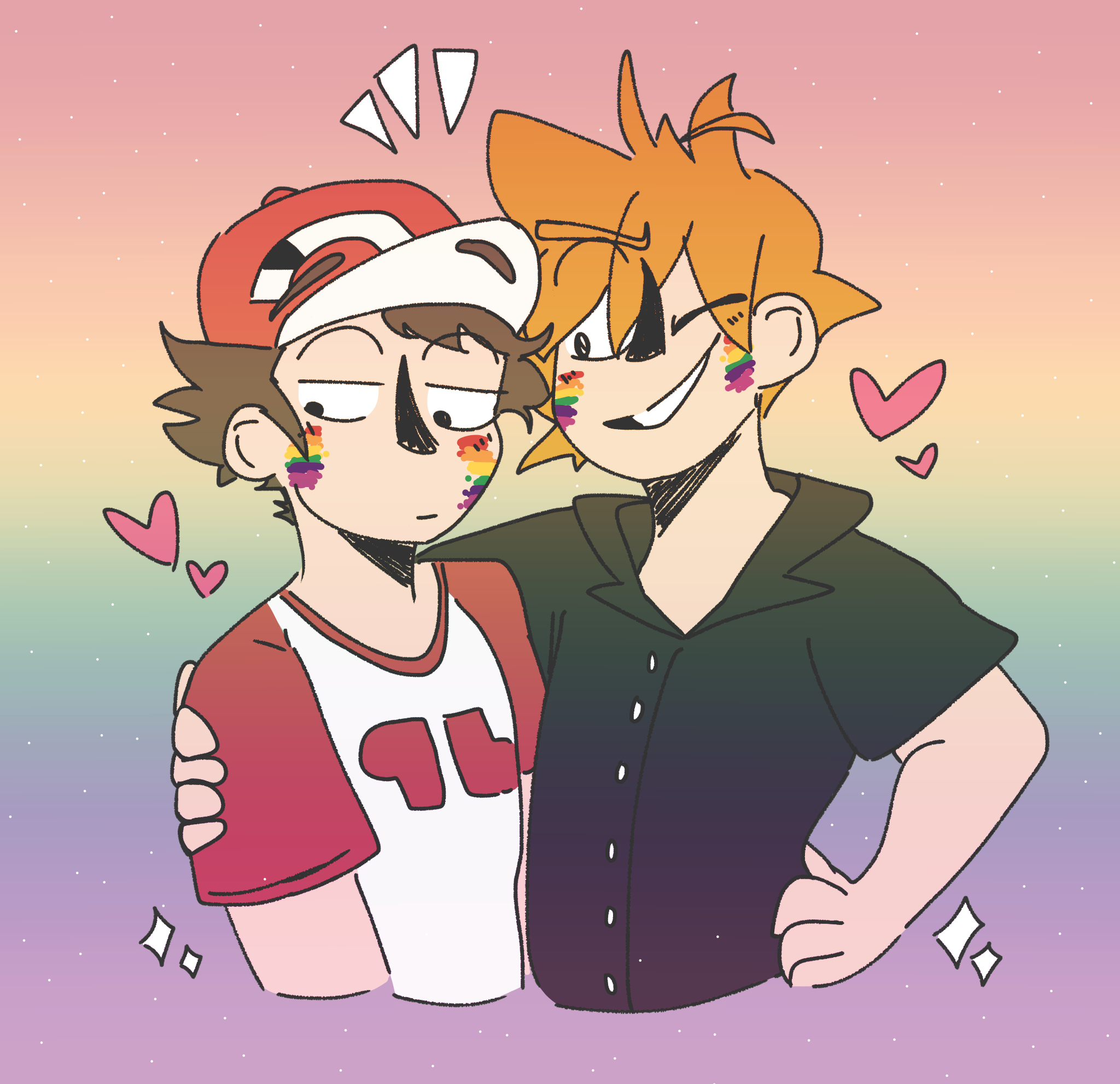 zerogravityhero:Poke Pride Day 21! Featuring the Original Boys, Red and Blue! 🌈