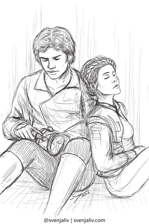 svenjaliv:TranquilInktober day 2: Han and Leia in a rare downtime moment, sometime during the Rebell