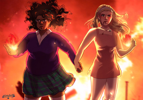 ace-artemis-fanartist: So good to see the girls in flames this time. Kicking butt and taking names. 