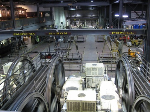 San Francisco’s cable cars are run through the cable car museum where the cables are pulled from.  T