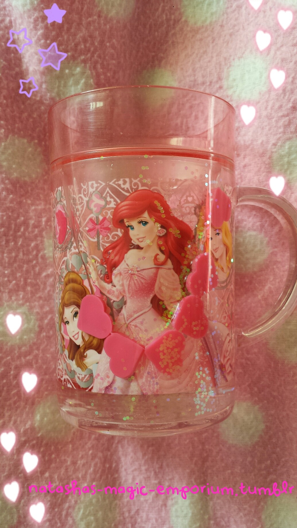 natashas-magic-emporium:🎀👑 My glittery pink Disney Princess cup. It has love