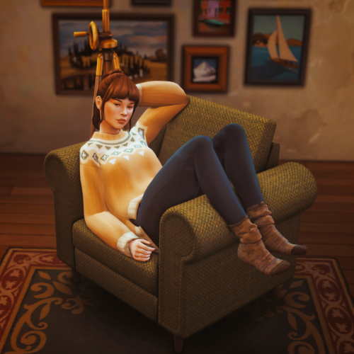 Living Chair Poses 03These poses are perfect for a cozy evening. I hope you enjoy! ☕5 in-game posesT