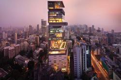 blazepress:  ‘Antilla’ - Indian billionaire Mukesh Ambani’s 400,000 square foot Mumbai skyscraper that cost an estimated ũ billion to construct.