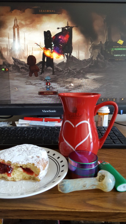 Wake, bake, donut, coffee, game. It was a good Saturday.