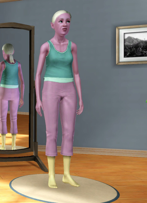 OK, remember when I said I was going to make a Golden Girls-esque Sims scenario where the fusions are all old ladies with a teenage Stevonnie living with them? Well, I went and did that and finally finished. Here are their models (everyday clothes) and