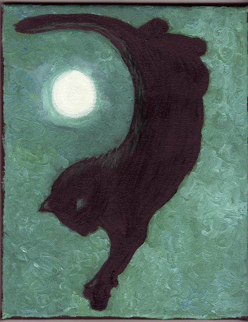 myfairynuffstuff:Denise Warren  - Mooncat. Oil on canvas.