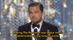 refinery29:  Leo in his Oscar acceptance speech: your votes in America and internationally have a major effect on global warming, the most dire threat of our time. Gifs: The Oscars on ABC FOLLOW REFINERY29 