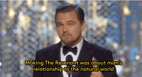 refinery29:  Leo in his Oscar acceptance speech: your votes in America and internationally have a major effect on global warming, the most dire threat of our time. Gifs: The Oscars on ABC FOLLOW REFINERY29 