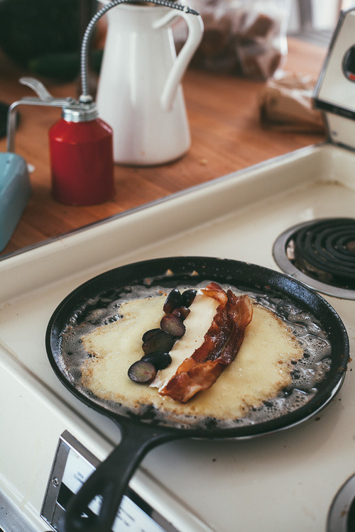 food52:  Sweet and salty goodness. Grape Crepes with Brie and Bacon via My Name is