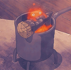 ponyo-ghibli: Studio Ghibli Gif/Screencap Challenge5 Male Characters [1/5]: Calcifer“Here’s another curse for you - may all your bacon burn.” 