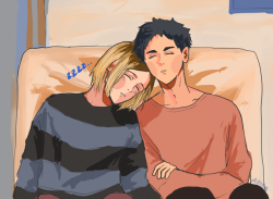 artingholland:this took so long kenma and akaashi out here being the cutest ever