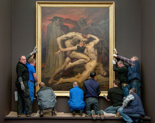 newloverofbeauty: Installation of William Adolphe Bouguereau's   “Dante und Virgil “ (1825)