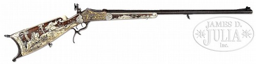 A gold and ivory inlaid custom Schuetzen single shot target rifle ordered by the Royal Privileged Ce