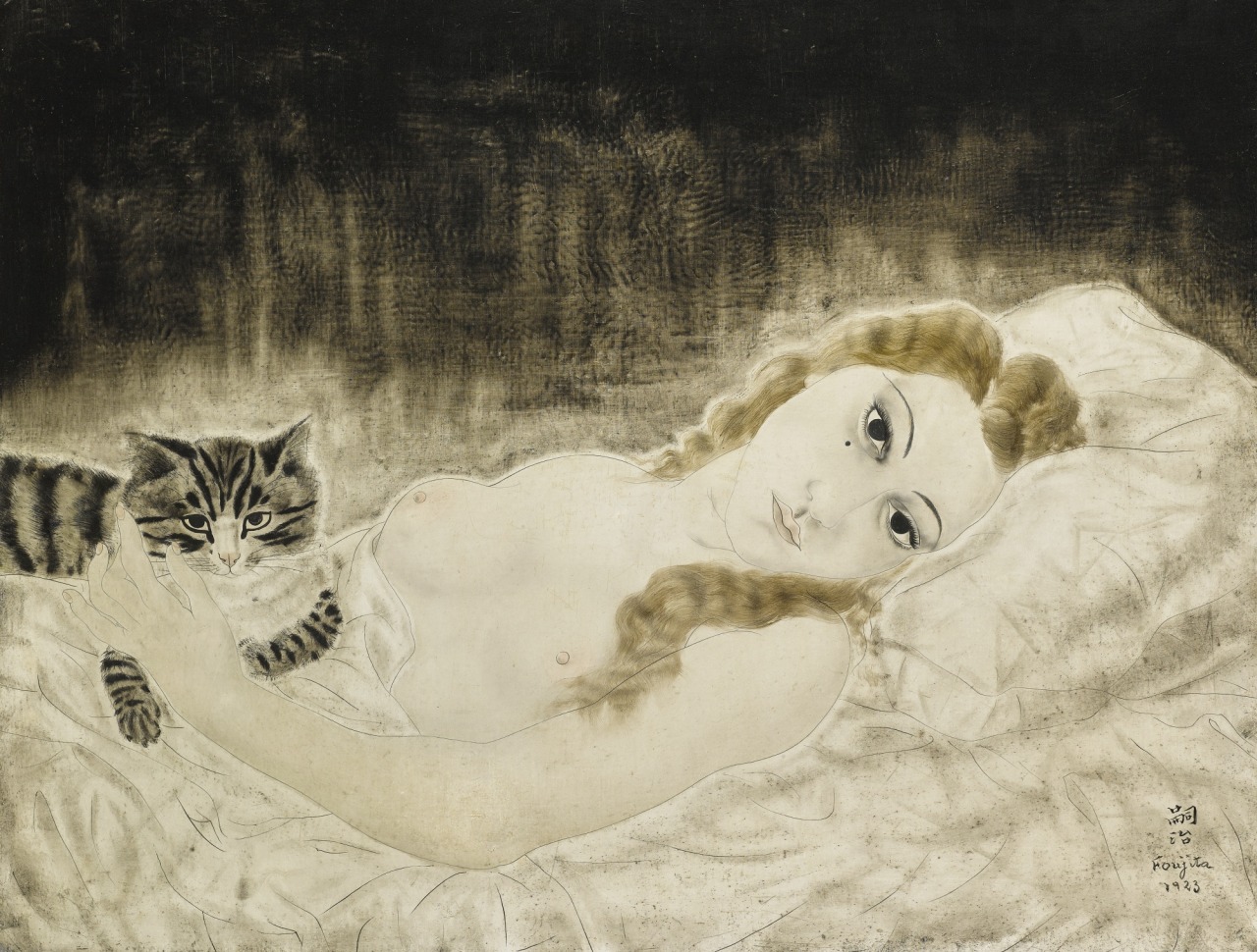 thunderstruck9: Tsuguharu Foujita (Japanese/French, 1886-1968), Youki with Cat, 1923.