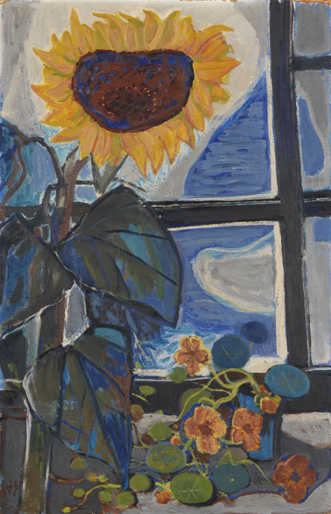 Sunflower on Studio Window  -  Otto Dix  1949German  1891-1969