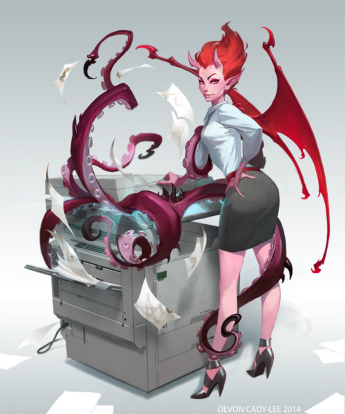 manimator:  Fan Art Friday! Callie vanquishes some Cthulhic horror…with the copy machine. Fantastic stuff. 