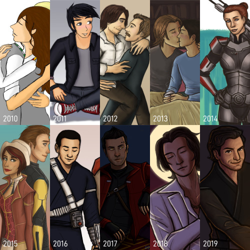 2010-2019 decade recap!so there’s some really old art here but being able to see my own progress ove