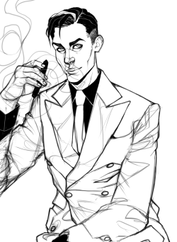 sirwendigo:  n-o-i-r-e-c-i-t-y:  Sketch commission for gi-ace!! Thanks so much for commissioning me to do a sketch of your seriously amazing OC, Nick Fanelli, looking like a badass gangster.  Sorry I’m a little slow and unsociable right now. Holidays