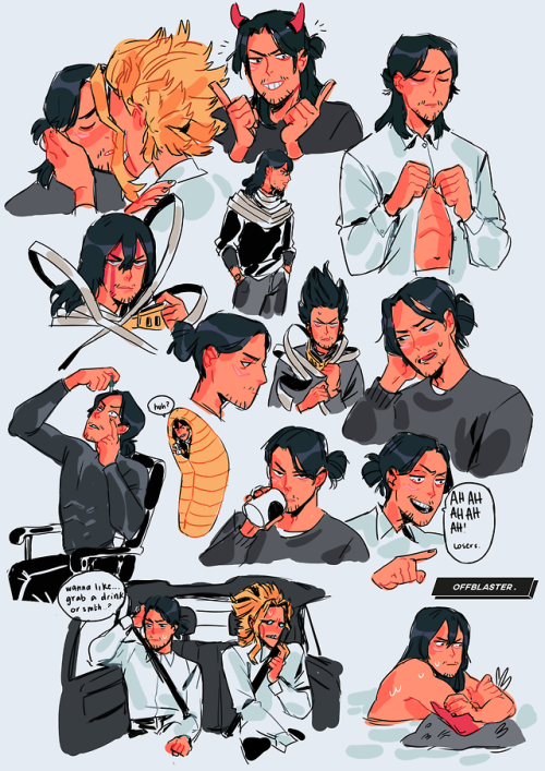 here some aizawa/erasermight doodles i never posted :)