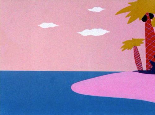 Backgrounds from Wackiki Wabbit (1943), a Bugs Bunny cartoon directed by Chuck Jones