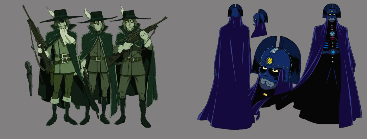ca-tsuka:  Galaxy Express 999 designs by Nobuteru Yuki (Lodoss, Escaflowne …).Rare