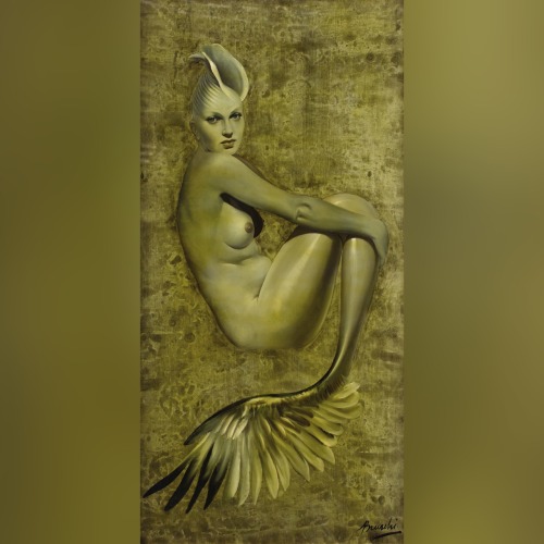 Mermaid.Mixed-media on paper.Artist : Bruschi.20th Century.