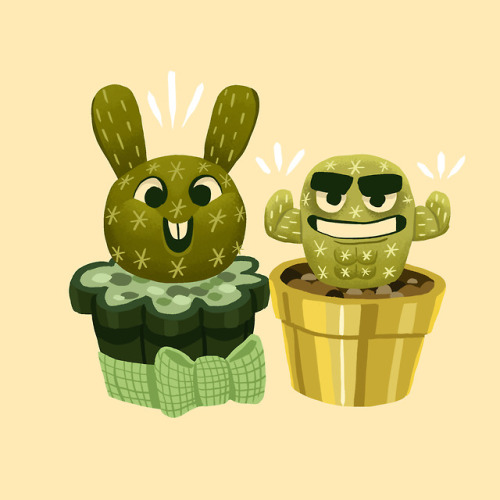 Bunny Cactus and Buff CactusI did art collab with my friend, @recyclebean that we had to draw o