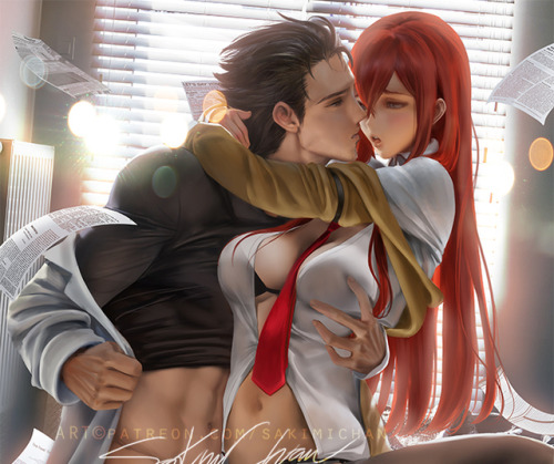 sakimichan:  Okabe X Kurisu from SteinsGate Really enjoyed the anime! and wanted to paint the pair &