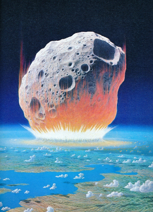 70sscifiart:Don Dixon, “Orbital View of Impact”