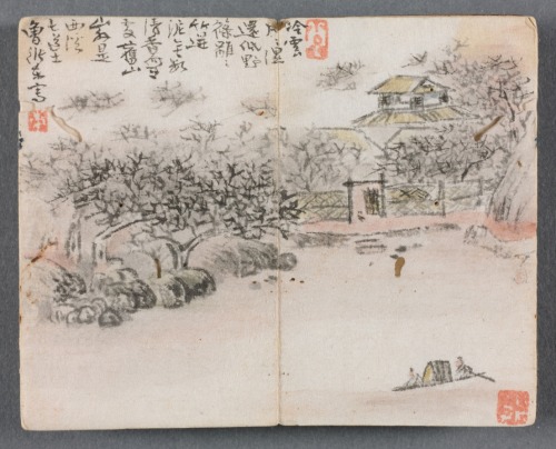 Miniature Album with Figures and Landscape (Landscape with Two Boatmen), Zeng Yangdong, 1822, Clevel