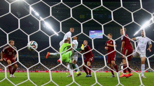 arab-gulf:  Fantastic Team- Algeria. Hero of Africa & Arabs. we hope they can reach to final.  Islam Slimani of Algeria celebrates scoring his team’s first goal during the 2014 FIFA World Cup Brazil Group H match between Algeria and Russia at Arena