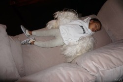 inkimyewetrust:  North sleeping backstage at Yeezy Season 3 