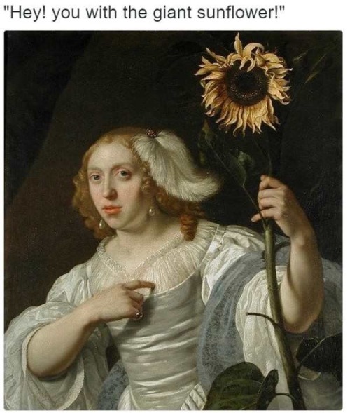 Portrait of a young Woman Holding a Sunflower, 1670, by Bartholomeus van der Helst.