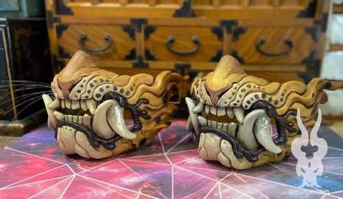 These two leopard painted Snarl masks will be available in the shop this Friday at 2pm PST! One has 