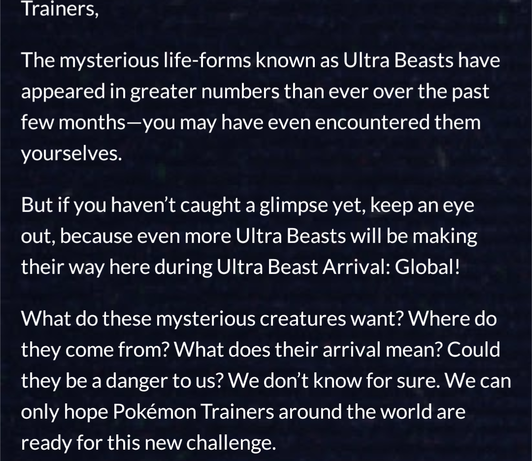 The arrival of the Ultra Beasts