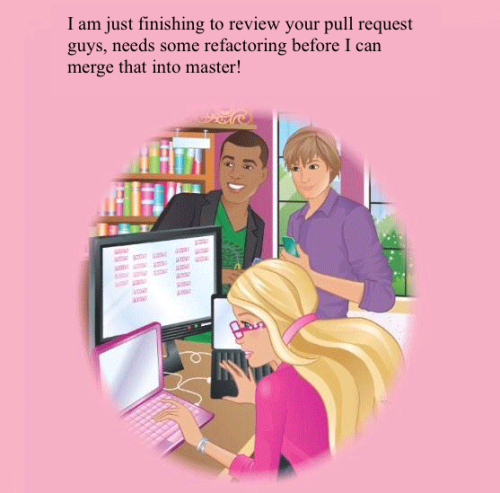 minim-calibre:  micdotcom:  The Internet responds to Barbie book’s sexism with #FeministHackerBarbie  This week, the Internet was aflame with criticism of the Mattel Barbie book I Can Be a Computer Engineer. In theory, the text should have been a wild