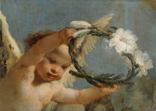 Giambattista Tiepolo, Cherub with flower wreath 