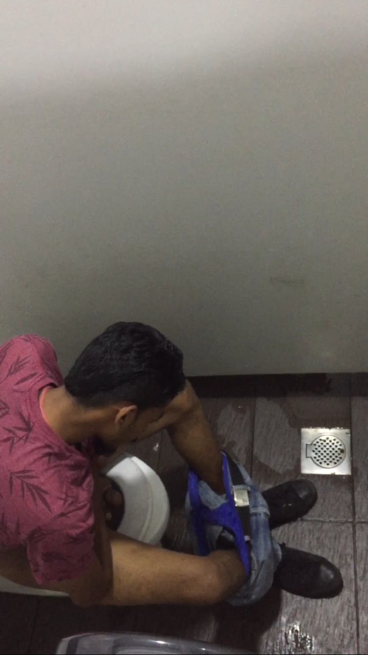 toiletspyboy:  Caught horny indian boy with big cock jerk off inside public toilet!