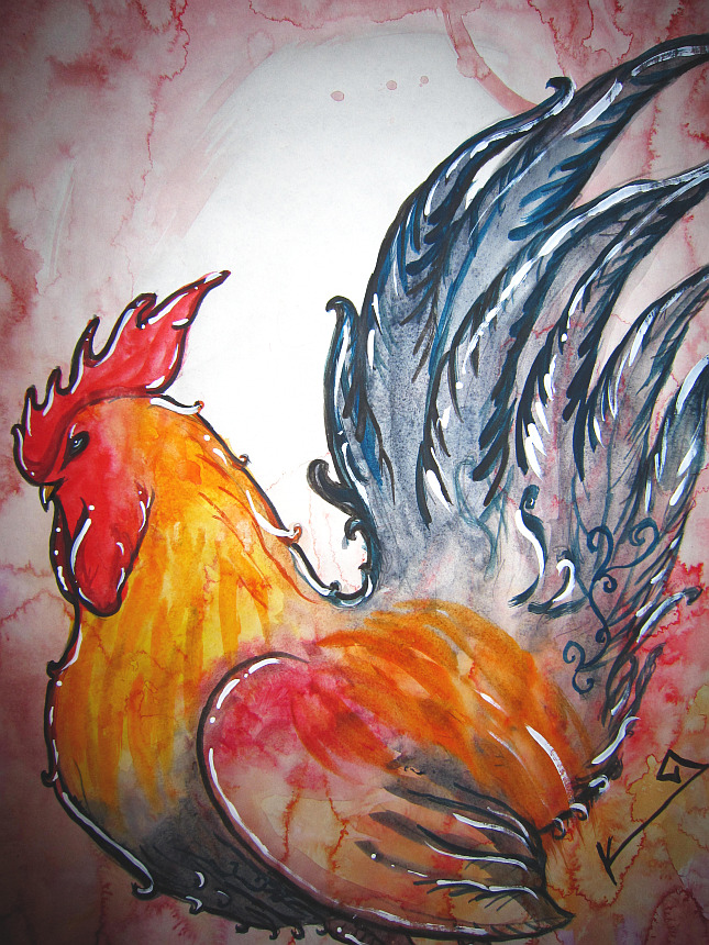 cherry-so-sweet:  I love cock Watercolour and acrylic