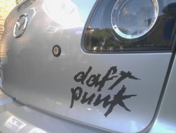 dailyelectro:  I’m a sign maker and recently bought a new car. I decided to pimp my ride with the coolest vinyl sticker I could think of!