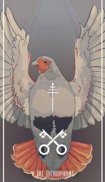 The Hierophant card in Birds Tarot by Fiona Marchbank