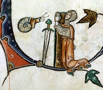 curdlemilkstealbabies:  prettykikimora:  alien-boobs:  prettykikimora:  apparently modern medieval scholars have no solid idea why there’s so many old paintings of knights fighting snails.  Like that wasn’t just one weird painting there’s hundreds