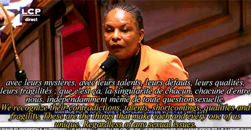 wicked-chocolatine: - 23/04/2013 Discours de Christiane Taubira après l'adoption de son proje