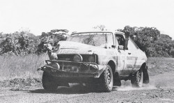 amjayes:  &ldquo;Quite early in the rally we had a collision with a small truck, whose driver promptly vanished in the bush! The truck was carrying a most peculiar load of what seemed to be some kind of remains of fish and the smell was awful! We managed