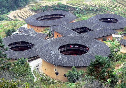 placesandpalaces:   A Hakka walled village is a large multi-family communal living structure that is